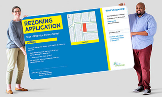 Coroplast Sign - Cheapest Large Real Estate Rezoning Sign / Development Sign in Vancouver - 24 Hr. Print Factory
